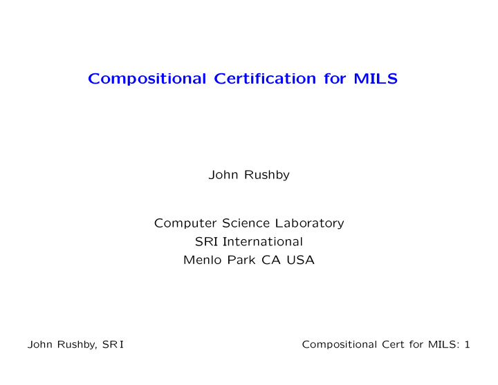 compositional certification for mils