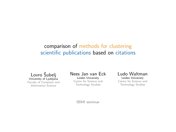 comparison of methods for clustering scientific