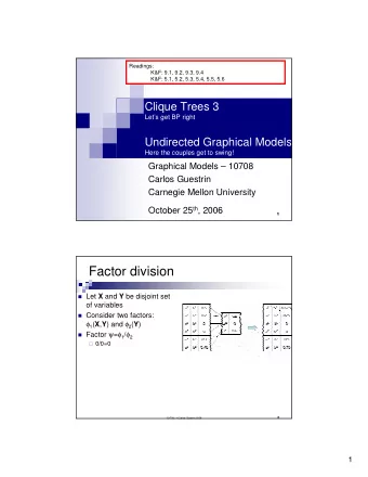 Factor division  Let X and Y be disjoint set  of variables  Consider two factors:  1 ( X ,