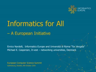 Agenda    Informatics for All: The Strategy   Background   Content   Recommendations