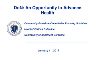 Health  Community-Based Health Initiative Planning Guideline  Health Priorities Guideline Community