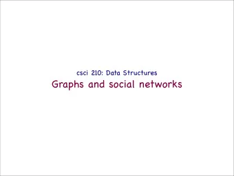 Graphs and social networks  Social networks   Active area of research    motivated in part by