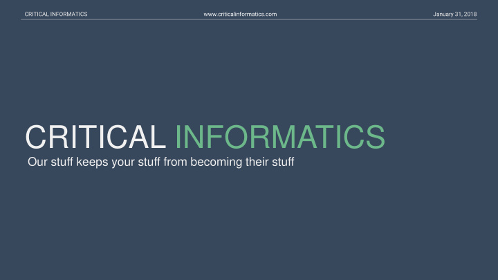 critical informatics