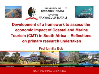 Development of a framework to assess the  economic impact of Coastal and Marine Tourism (CMT) in