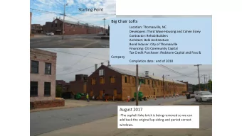 Starting Point  Big Chair Lofts  Location: Thomasville, NC  Developers: Third Wave Housing and