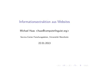 Informationsextraktion aus Websites  Michael Haas &lt;haas@computerlinguist.org&gt;  Service-Center