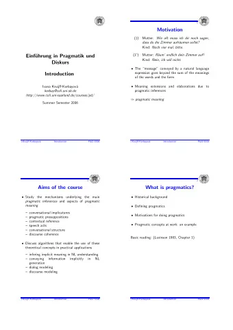 Motivation  (1) Mutter: Wie oft muss ich dir noch sagen,  dass du die Zimmer aufr  aumen sollst?