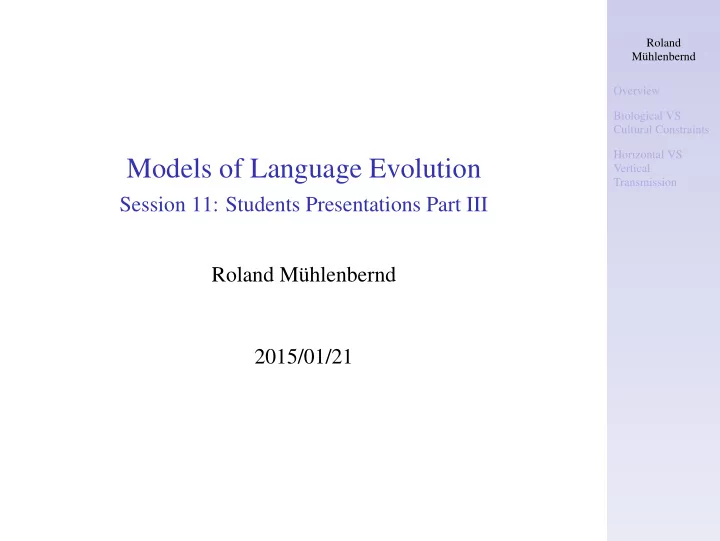 models of language evolution