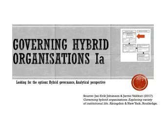 Looking for the options: Hybrid governance, Analytical perspective  Source: Jan-Erik Johanson &amp;