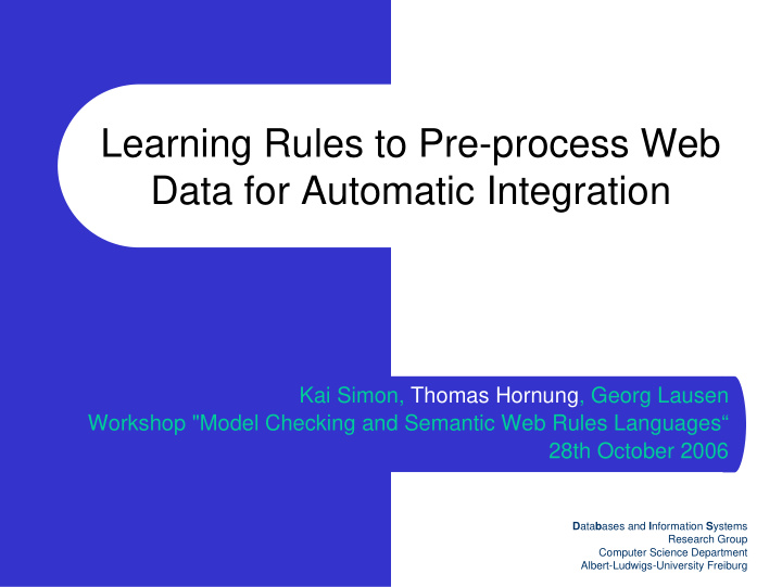 learning rules to pre process web data for automatic
