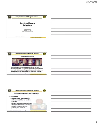 2017/11/02  Army Environmental Program Division  Curation of Federal  Collections  Kathleen