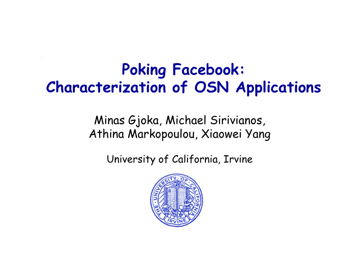 poking facebook characterization of osn applications