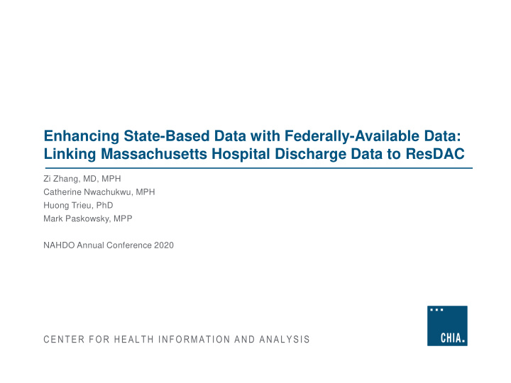 enhancing state based data with federally available data