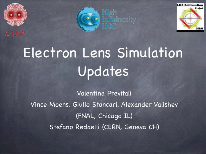 electron lens simulation updates