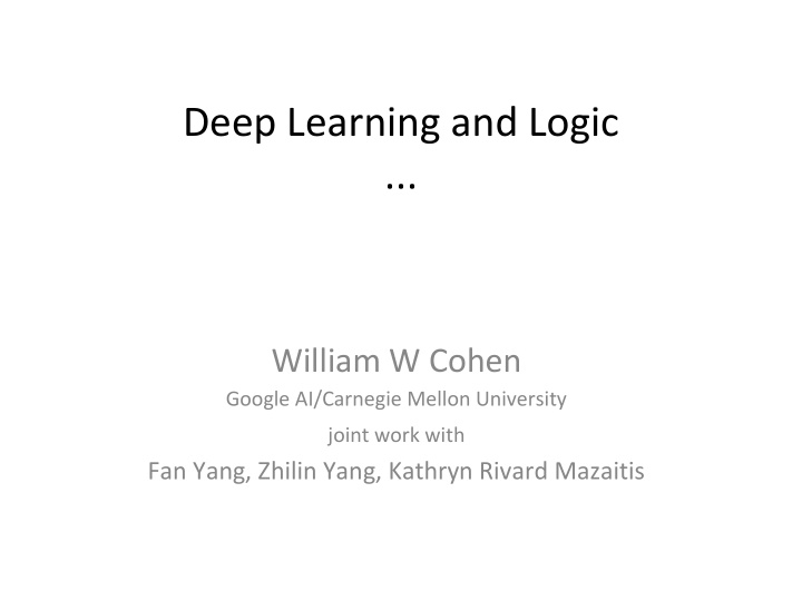 deep learning and logic