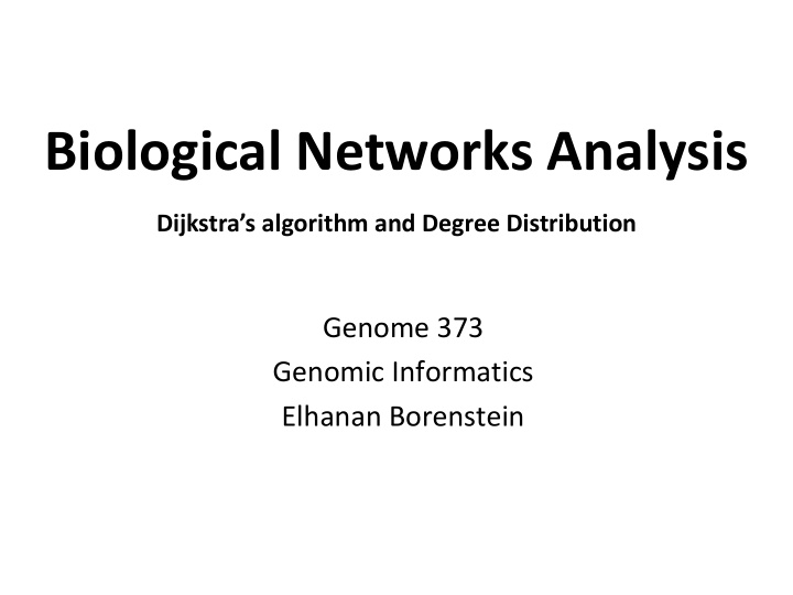 biological networks analysis