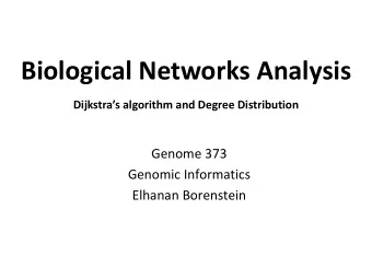 Biological Networks Analysis Dijkstras algorithm and Degree Distribution  Genome 373  Genomic