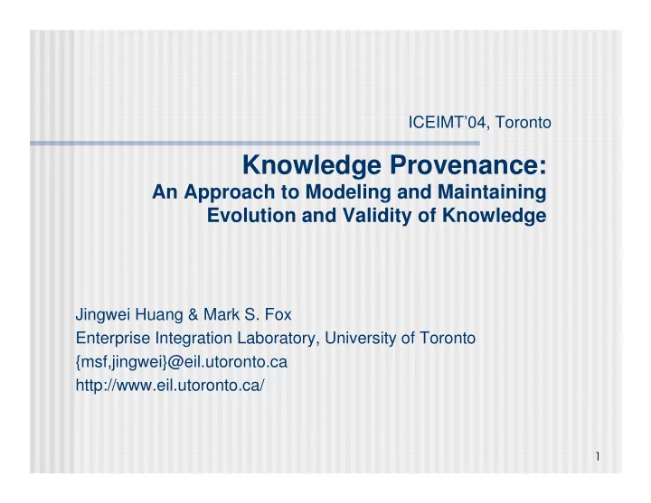 knowledge provenance