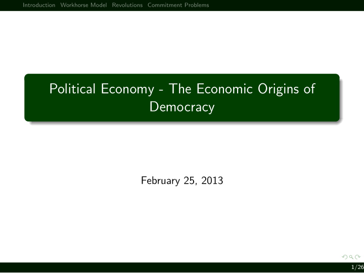 political economy the economic origins of democracy