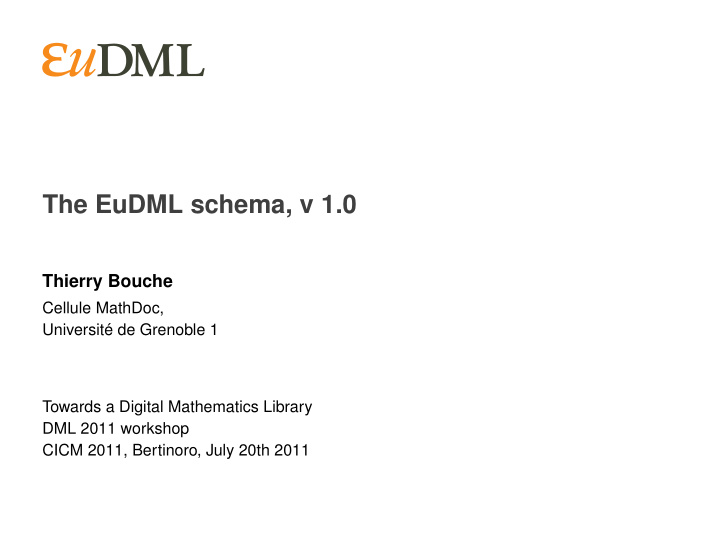 the eudml schema v 1 0