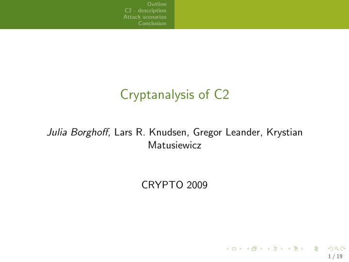cryptanalysis of c2