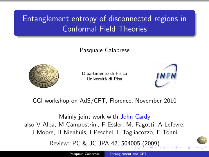 entanglement entropy of disconnected regions in conformal