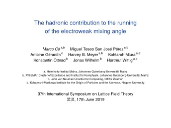 The hadronic contribution to the running  of the electroweak mixing angle  a. Helmholtz-Institut