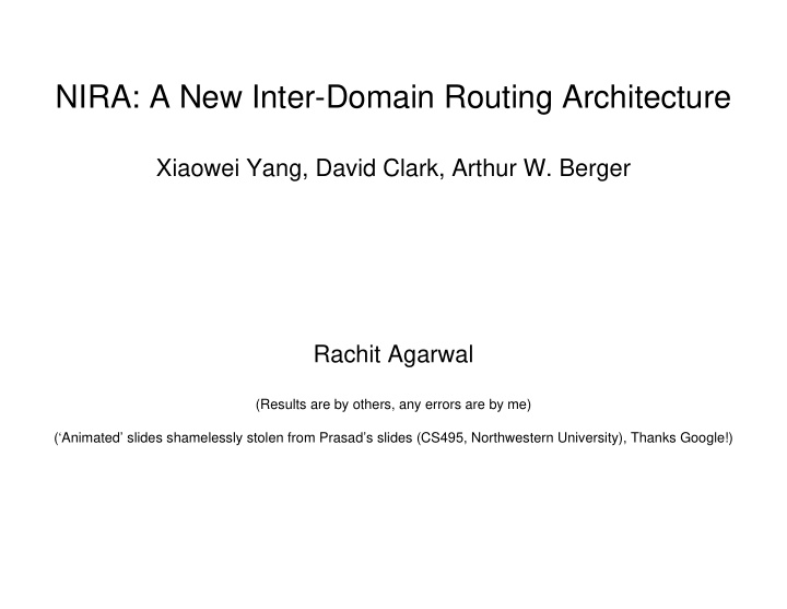 nira a new inter domain routing architecture