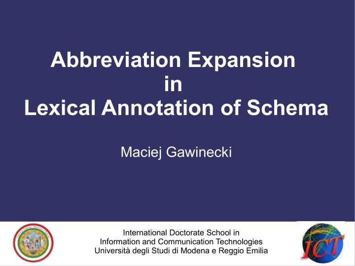 abbreviation expansion in lexical annotation of schema