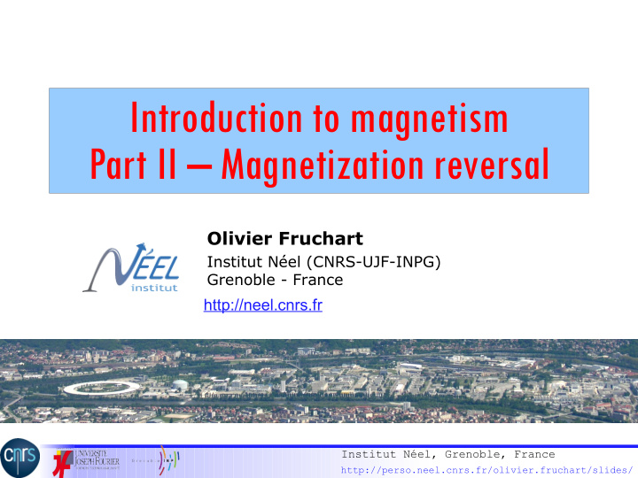 introduction to magnetism part ii magnetization reversal