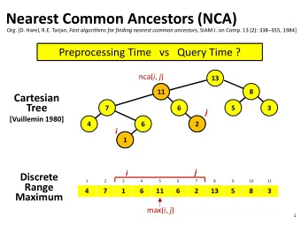 Nearest Common Ancestors (NCA) Org. [D. Harel, R.E. Tarjan, Fast algorithms for finding nearest