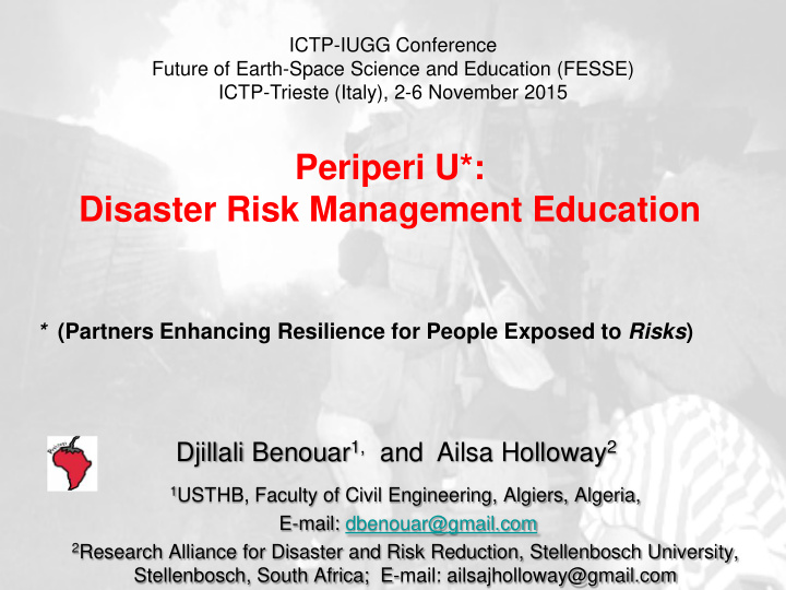 periperi u disaster risk management education