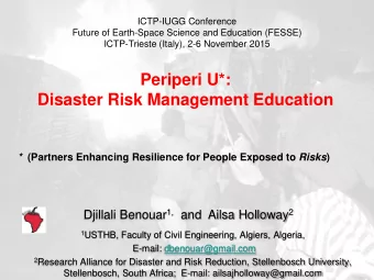 Periperi U*:  Disaster Risk Management Education * (Partners Enhancing Resilience for People