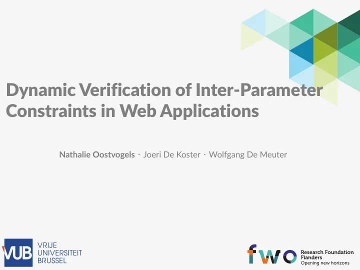 dynamic verification of inter parameter constraints in