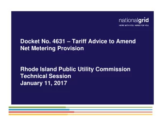 Docket No. 4631  Tariff Advice to Amend  Net Metering Provision  Rhode Island Public Utility