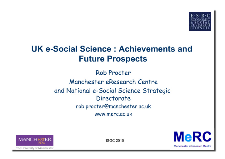 uk e social science achievements and future prospects