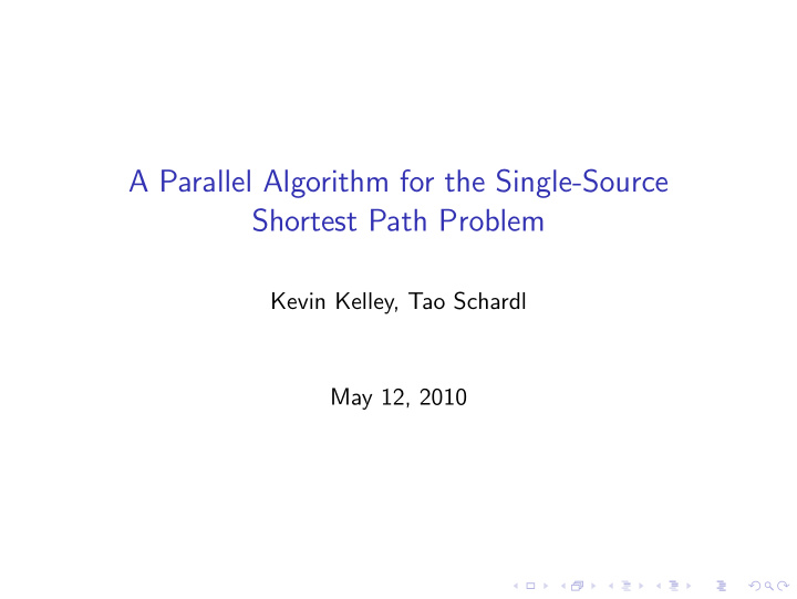 a parallel algorithm for the single source shortest path