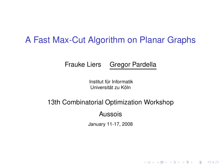 a fast max cut algorithm on planar graphs