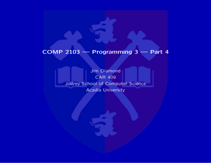comp 2103 programming 3 part 4