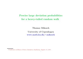 Precise large deviation probabilities  for a heavy-tailed random walk  1  Thomas Mikosch