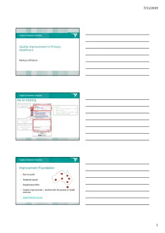 7/11/2019  Quality Improvement in Primary  Healthcare  Melissa Williams  Go to training  Open and