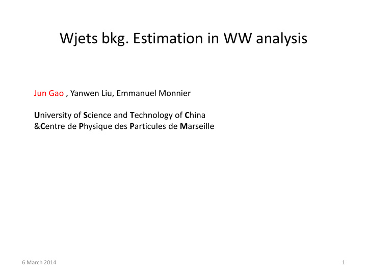 wjets bkg estimation in ww analysis