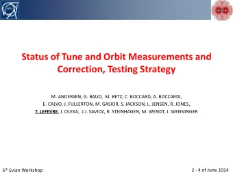 I could be brief  Status of Tune and Orbit Measurements and Correction, Testing Strategy  M.