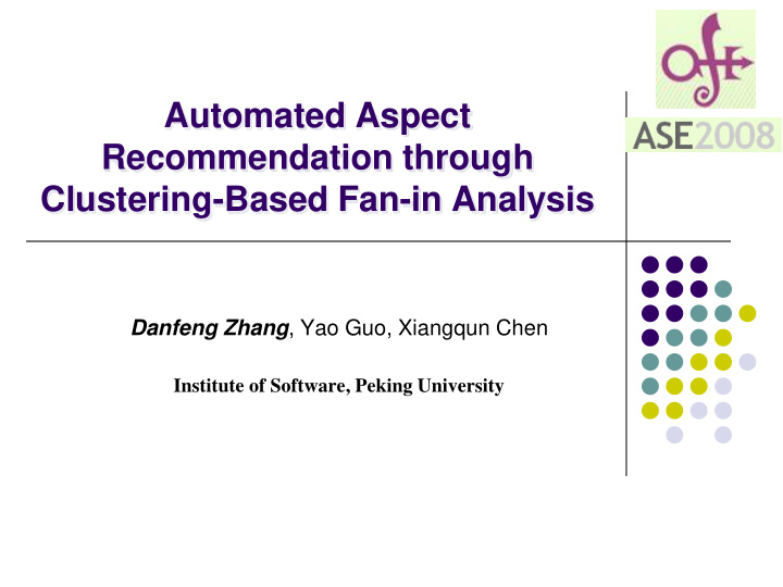 automated aspect recommendation through clustering based