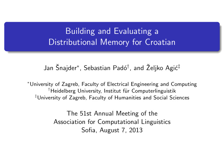 building and evaluating a distributional memory for