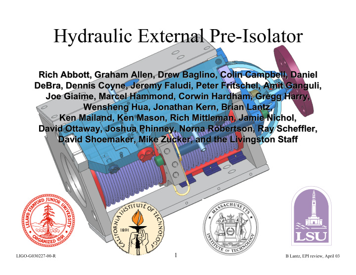 hydraulic external pre isolator