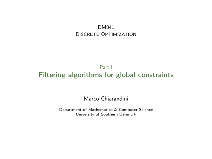 filtering algorithms for global constraints