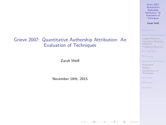 Grieve 2007: Quantitative Authorship Attribution: An  Vocabulary Richness  Measures  Evaluation of