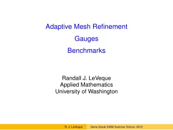 Adaptive Mesh Refinement  Gauges  Benchmarks  Randall J. LeVeque  Applied Mathematics  University
