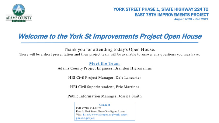wel elcome t e to the y e york st improvements ts pr